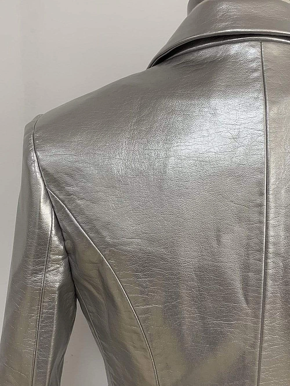 GF Double-Breasted Leather in Silver