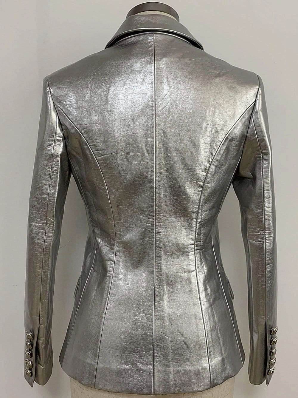 GF Double-Breasted Leather in Silver