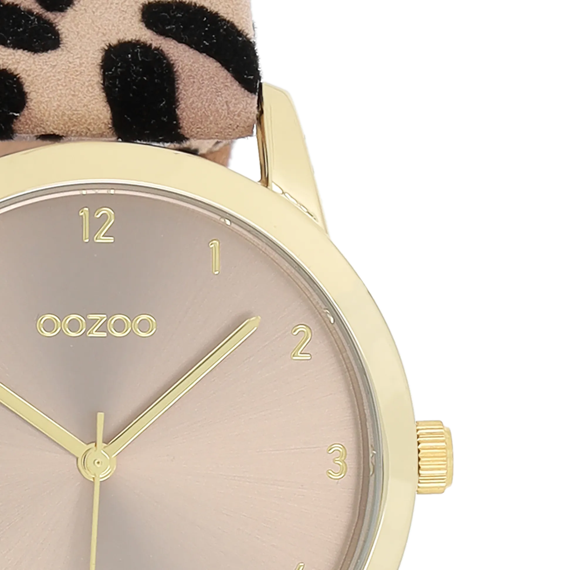Gold coloured OOZOO watch with brown leather strap - C11372