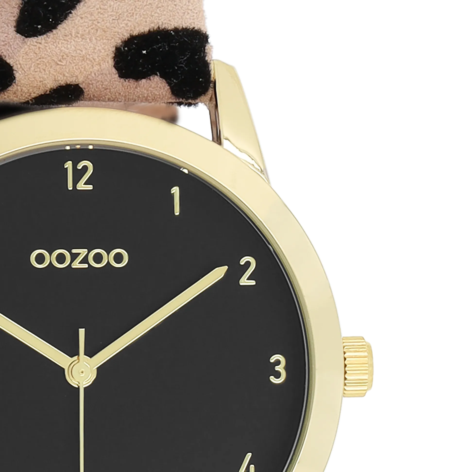 Gold coloured OOZOO watch with brown leather strap - C11373