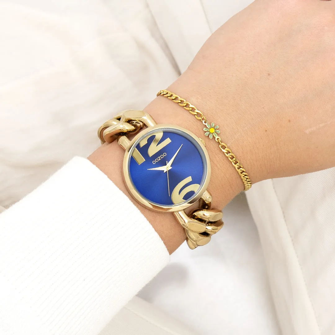 Gold coloured OOZOO watch with chunky chain bracelet - C11351