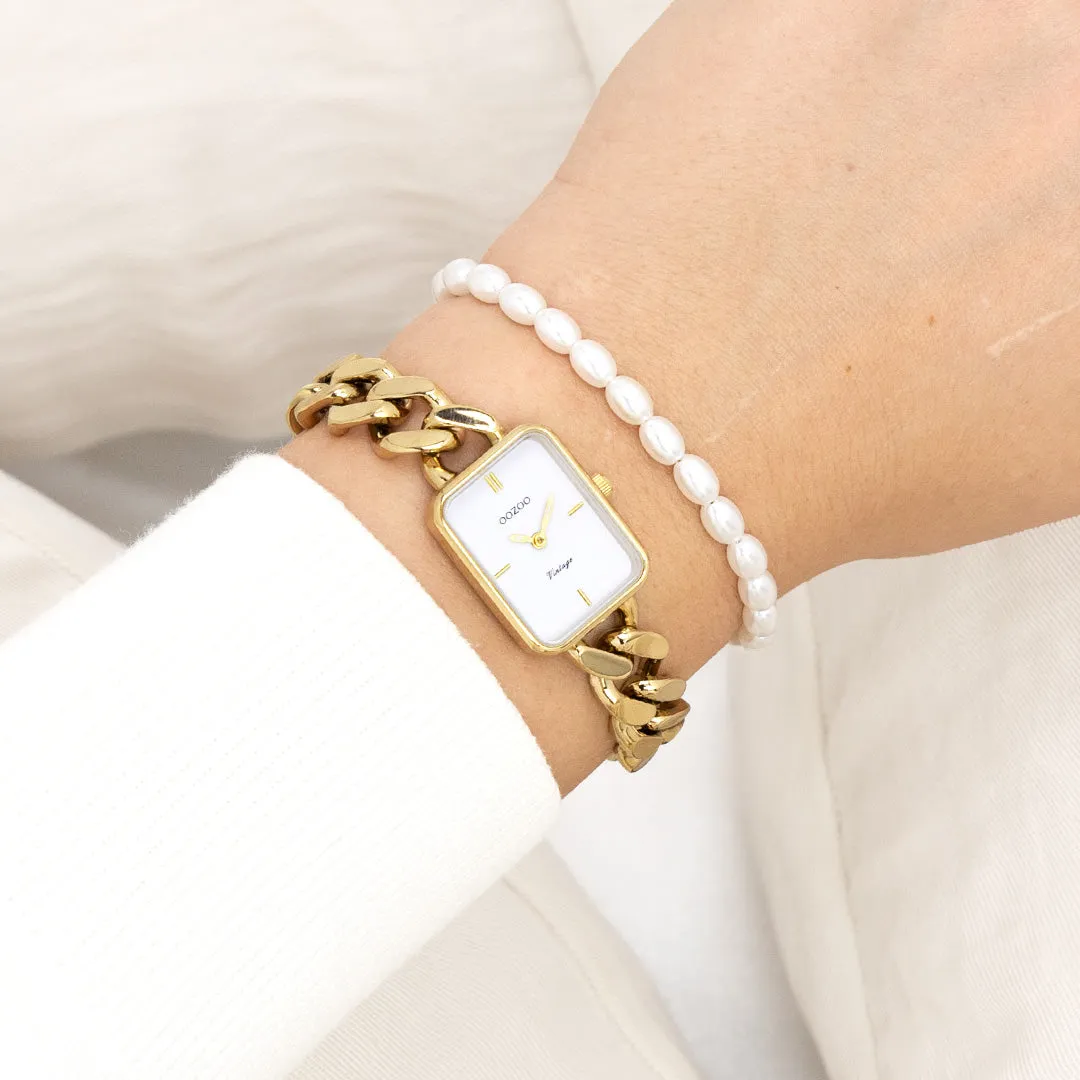 Gold coloured OOZOO watch with chunky chain bracelet - C20362