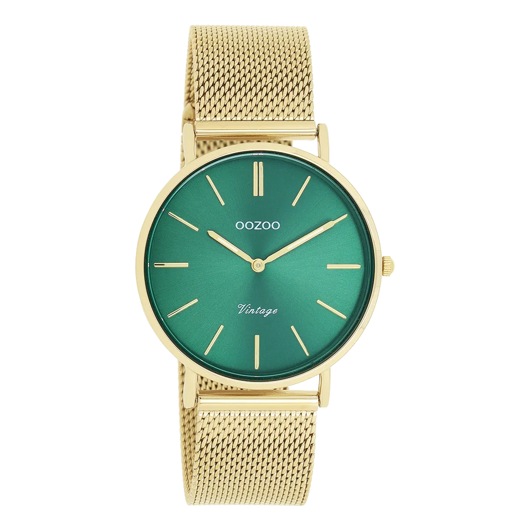 Gold coloured OOZOO watch with gold coloured metal mesh bracelet - C20295