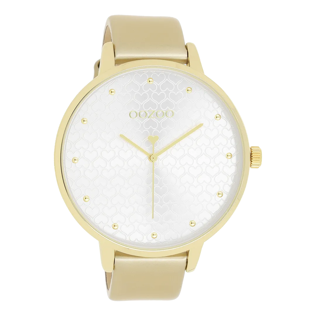 Gold coloured OOZOO watch with leather strap - C11035