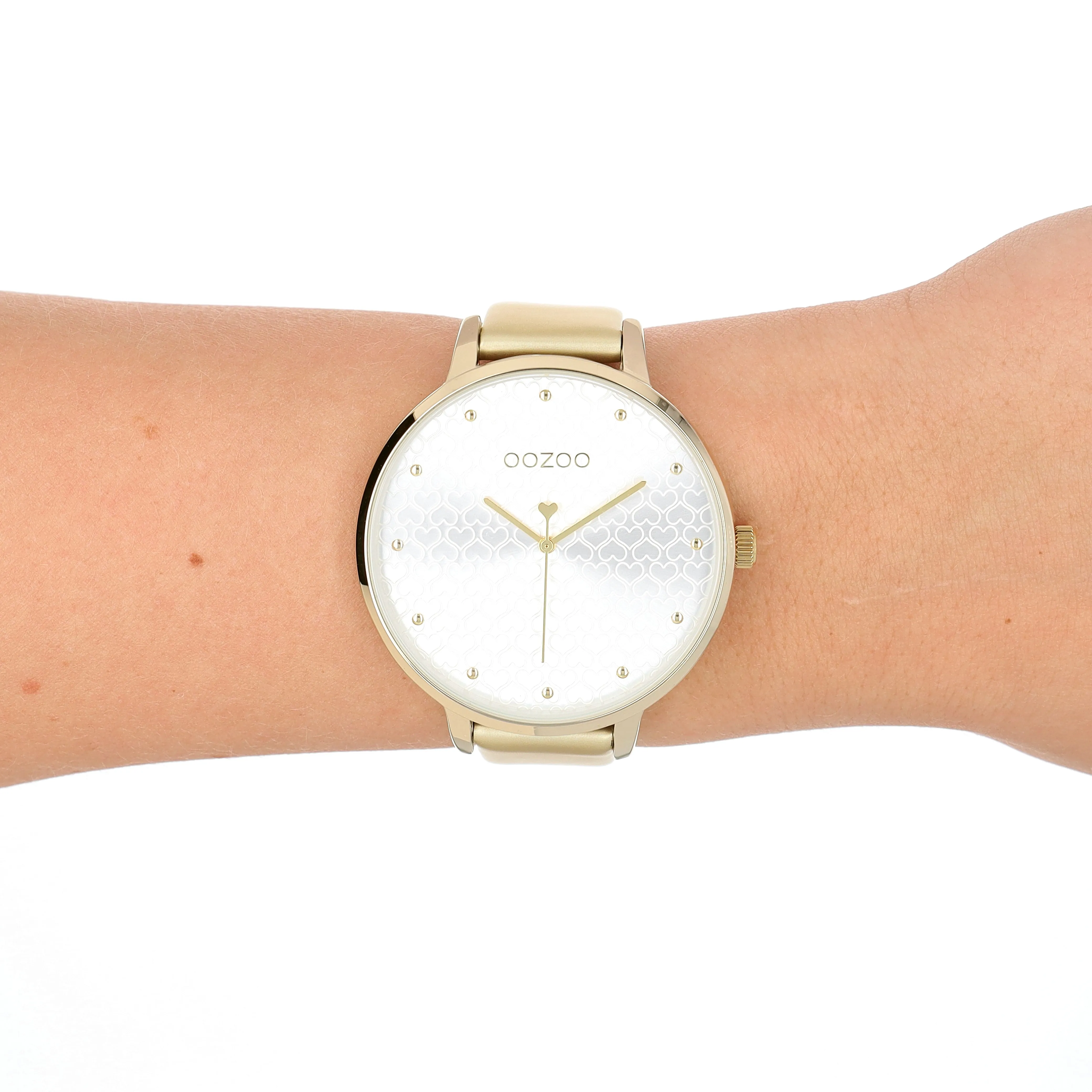 Gold coloured OOZOO watch with leather strap - C11035