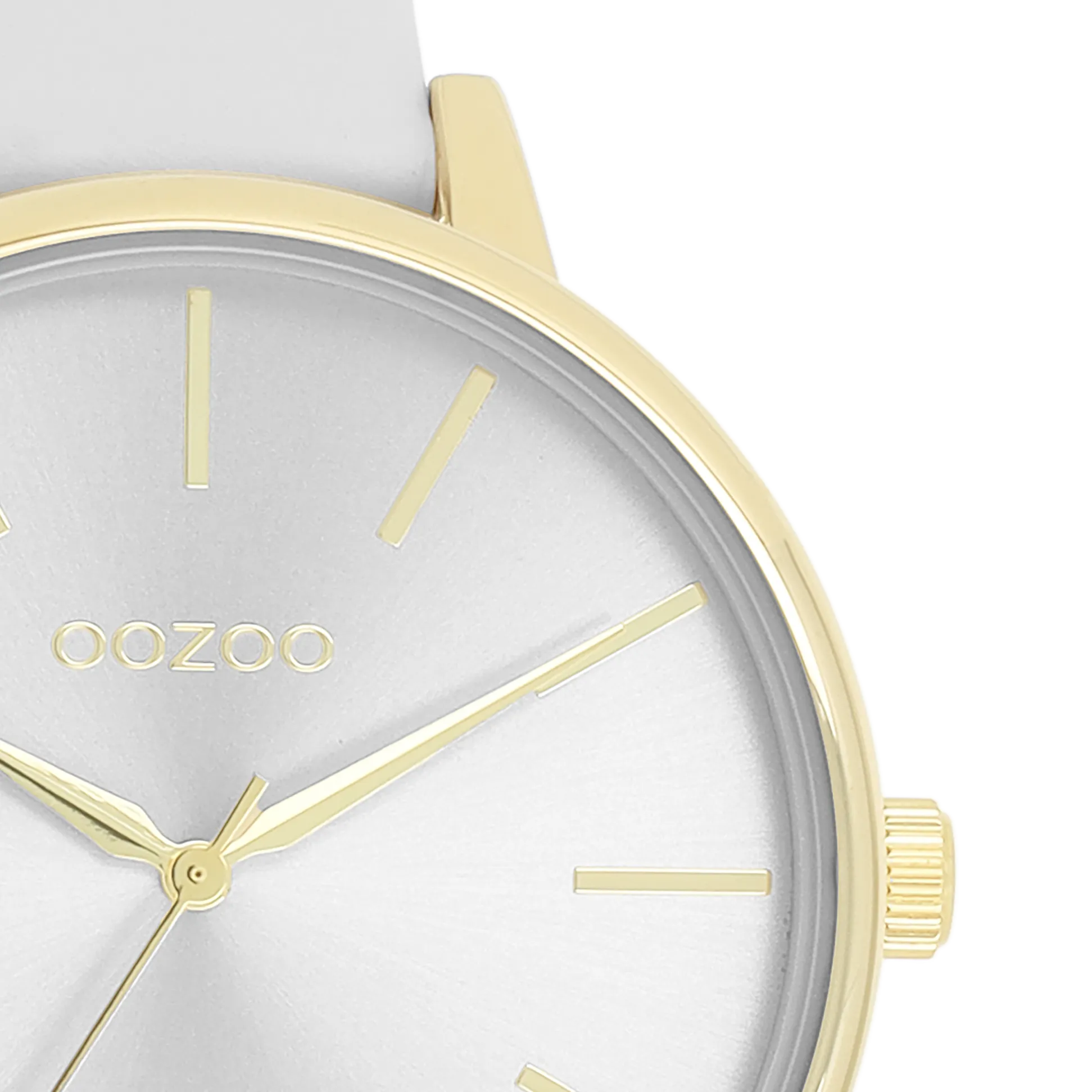 Gold coloured OOZOO watch with light grey leather strap - C11290