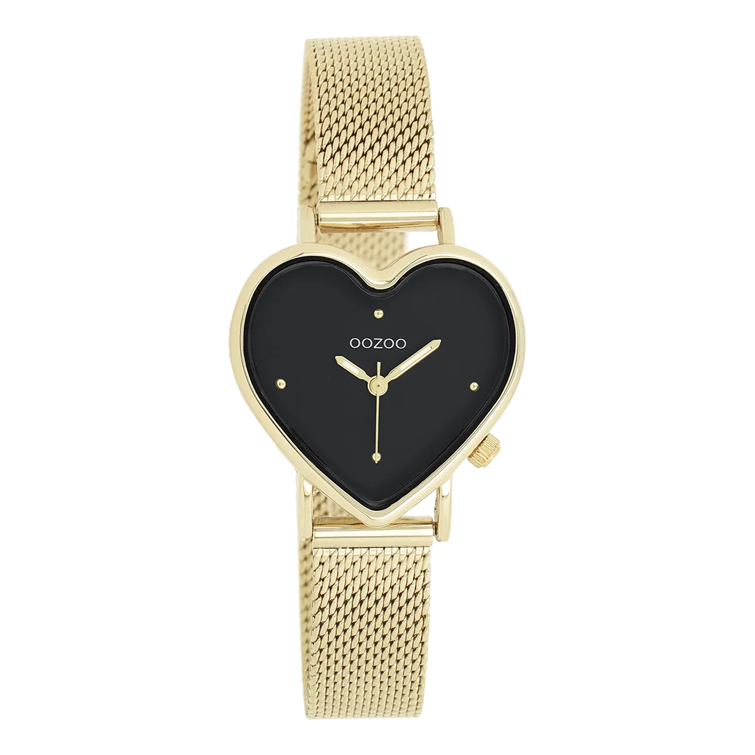 Gold coloured OOZOO watch with metal mesh bracelet - C11417