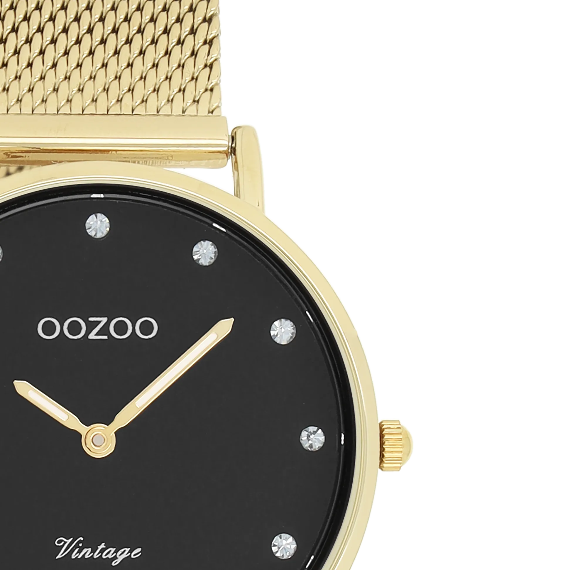 Gold coloured OOZOO watch with metal mesh bracelet - C20242