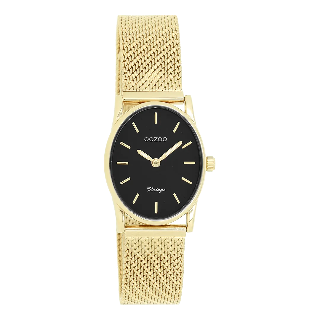 Gold coloured OOZOO watch with metal mesh bracelet - C20259