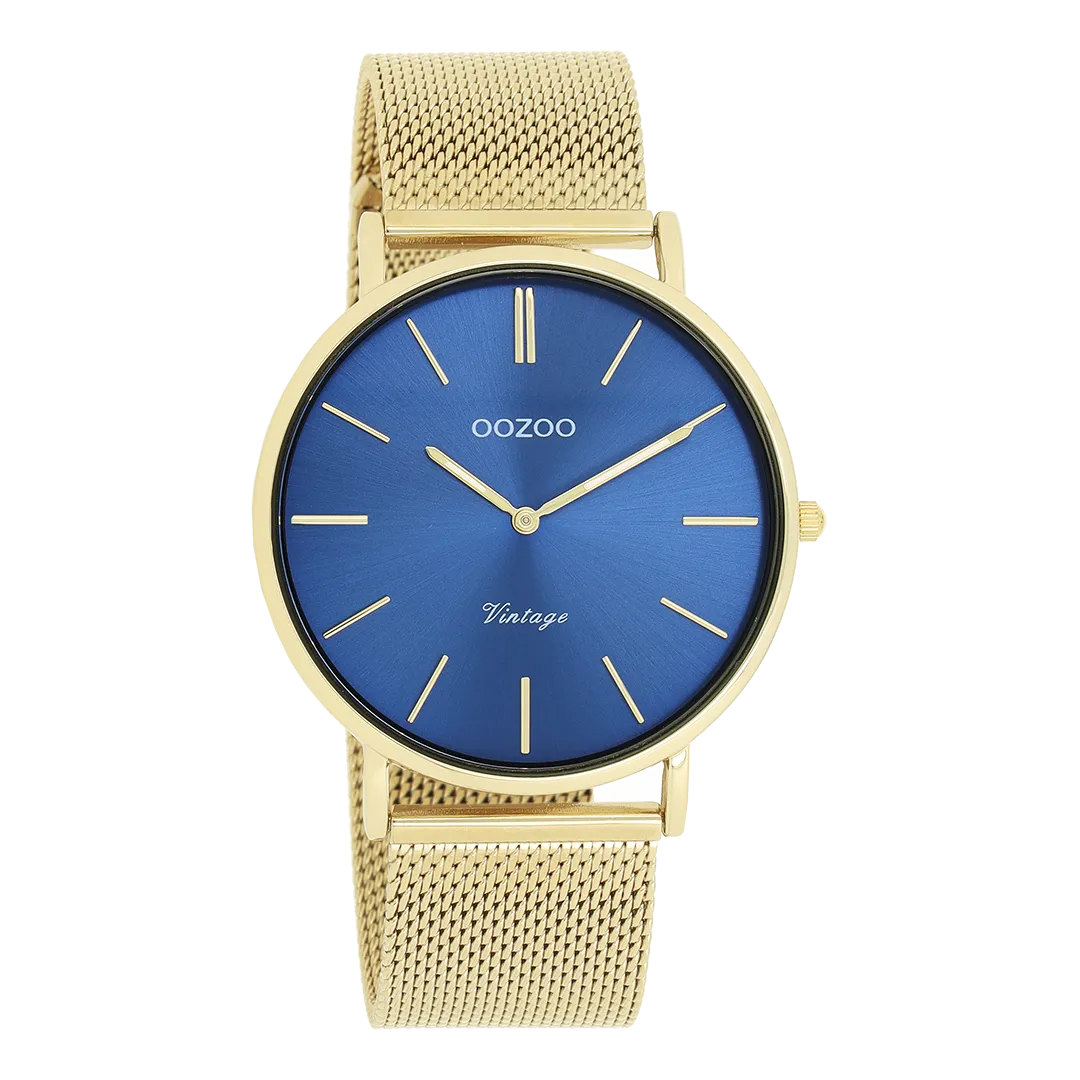 Gold coloured OOZOO watch with metal mesh bracelet - C20290