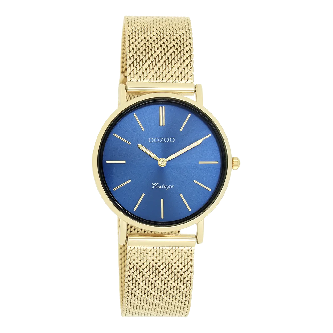 Gold coloured OOZOO watch with metal mesh bracelet - C20292