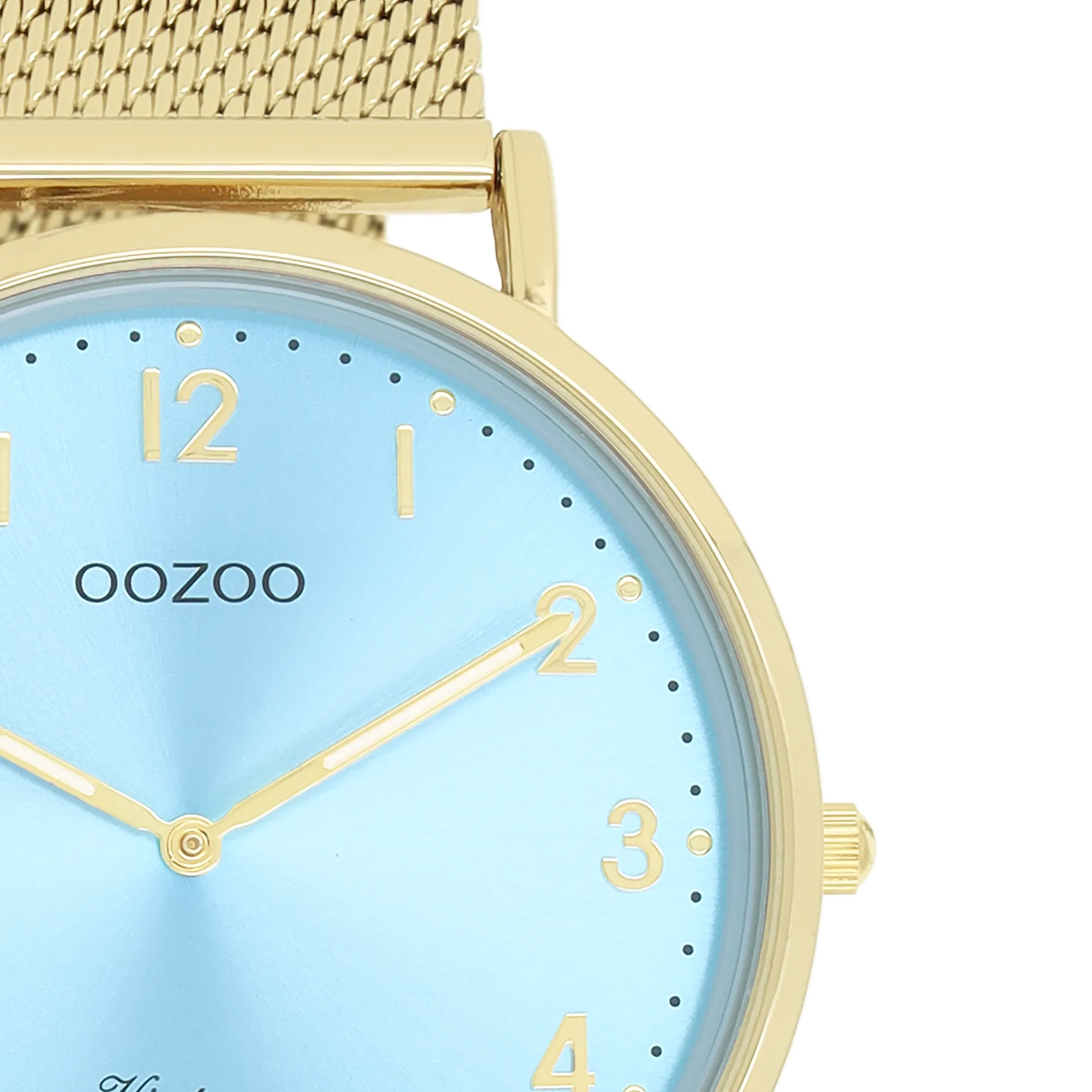 Gold coloured OOZOO watch with metal mesh bracelet - C20343