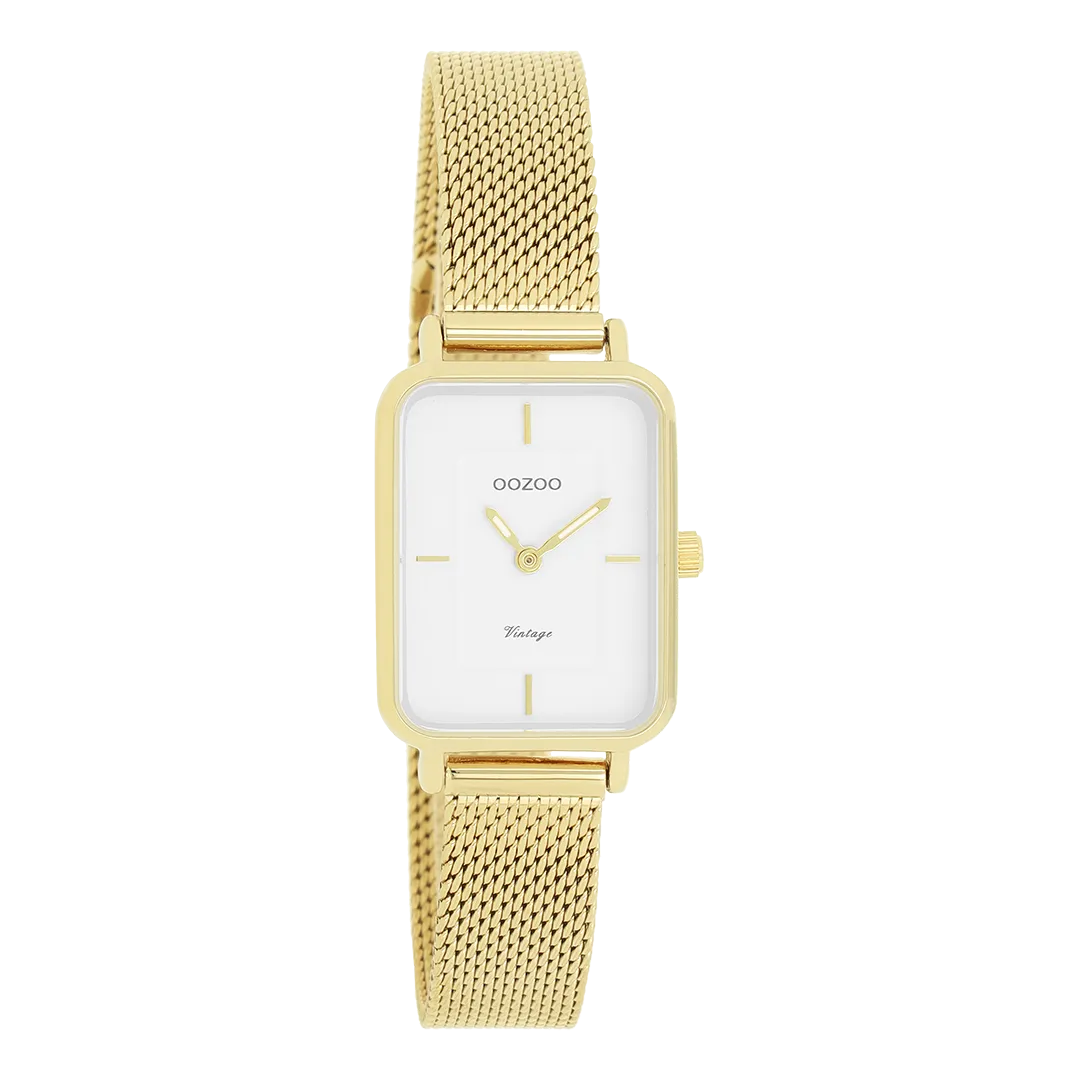 Gold coloured OOZOO watch with metal mesh bracelet - C20352