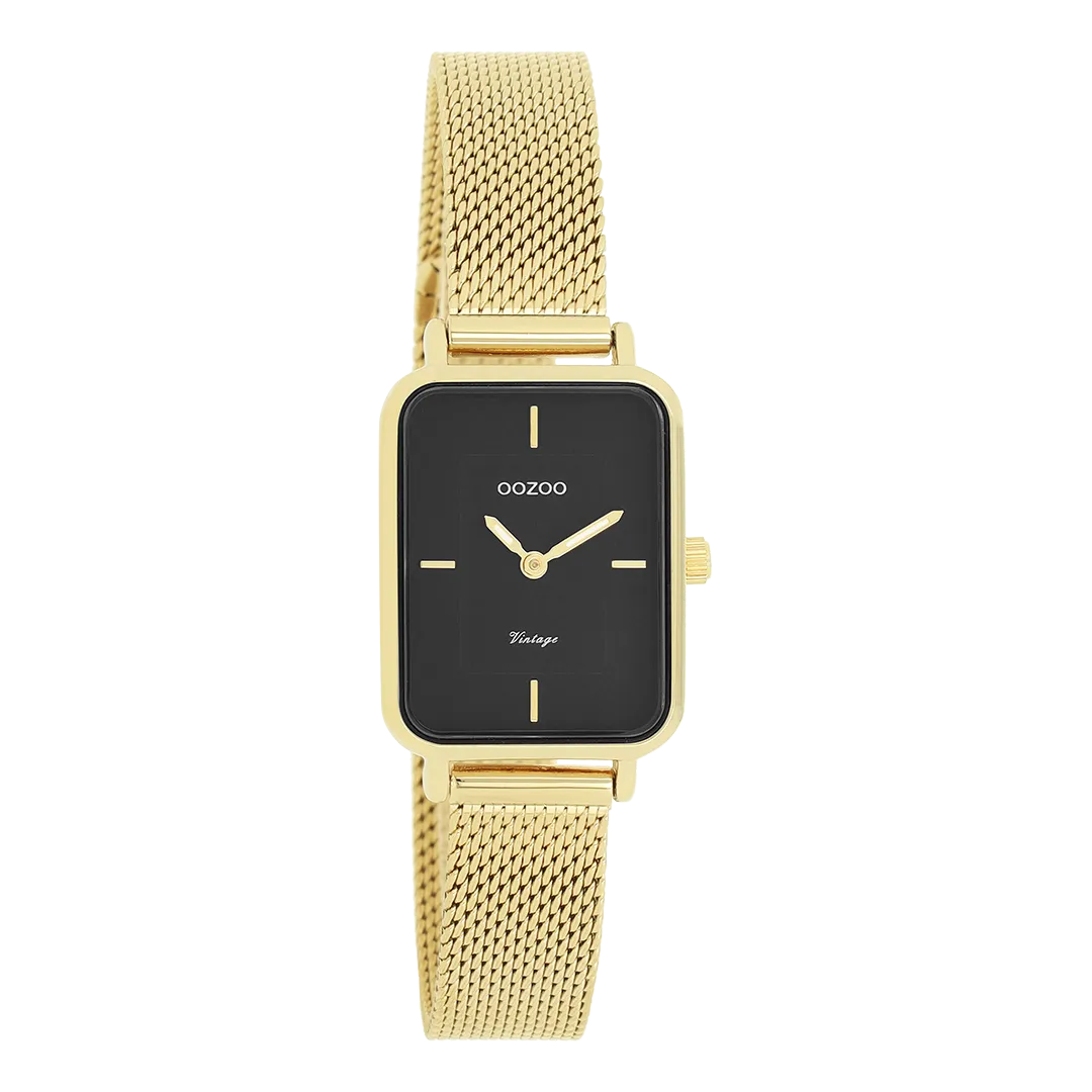 Gold coloured OOZOO watch with metal mesh bracelet - C20354