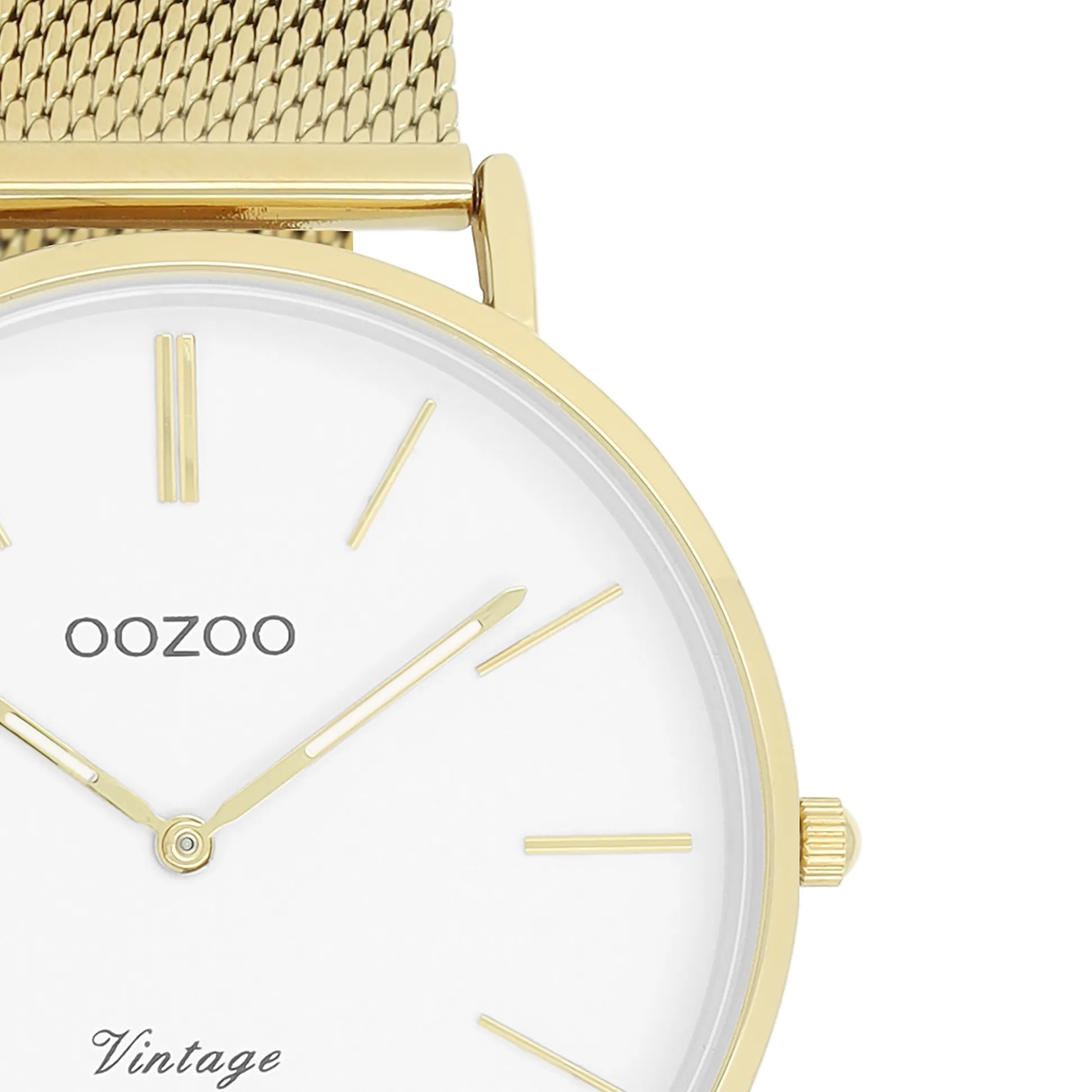 Gold coloured OOZOO watch with metal mesh bracelet - C9909