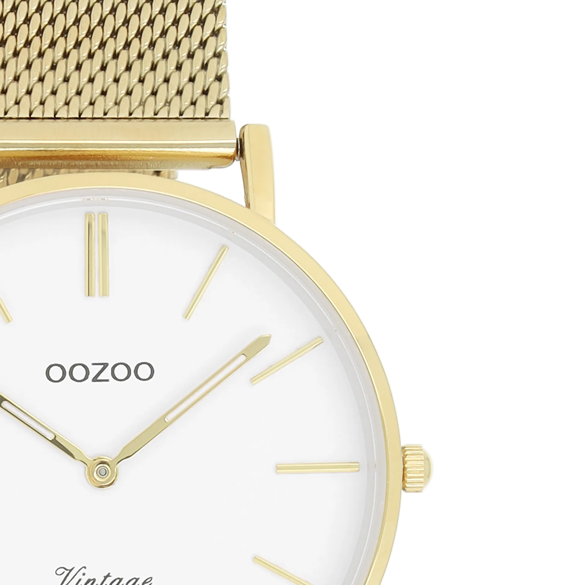 Gold coloured OOZOO watch with metal mesh bracelet - C9910
