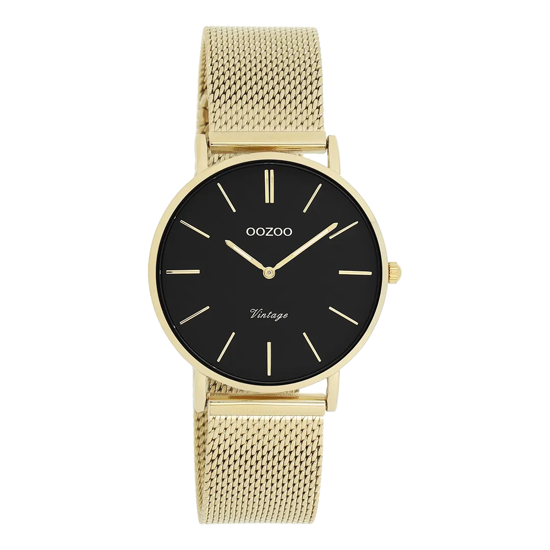 Gold coloured OOZOO watch with metal mesh bracelet - C9915