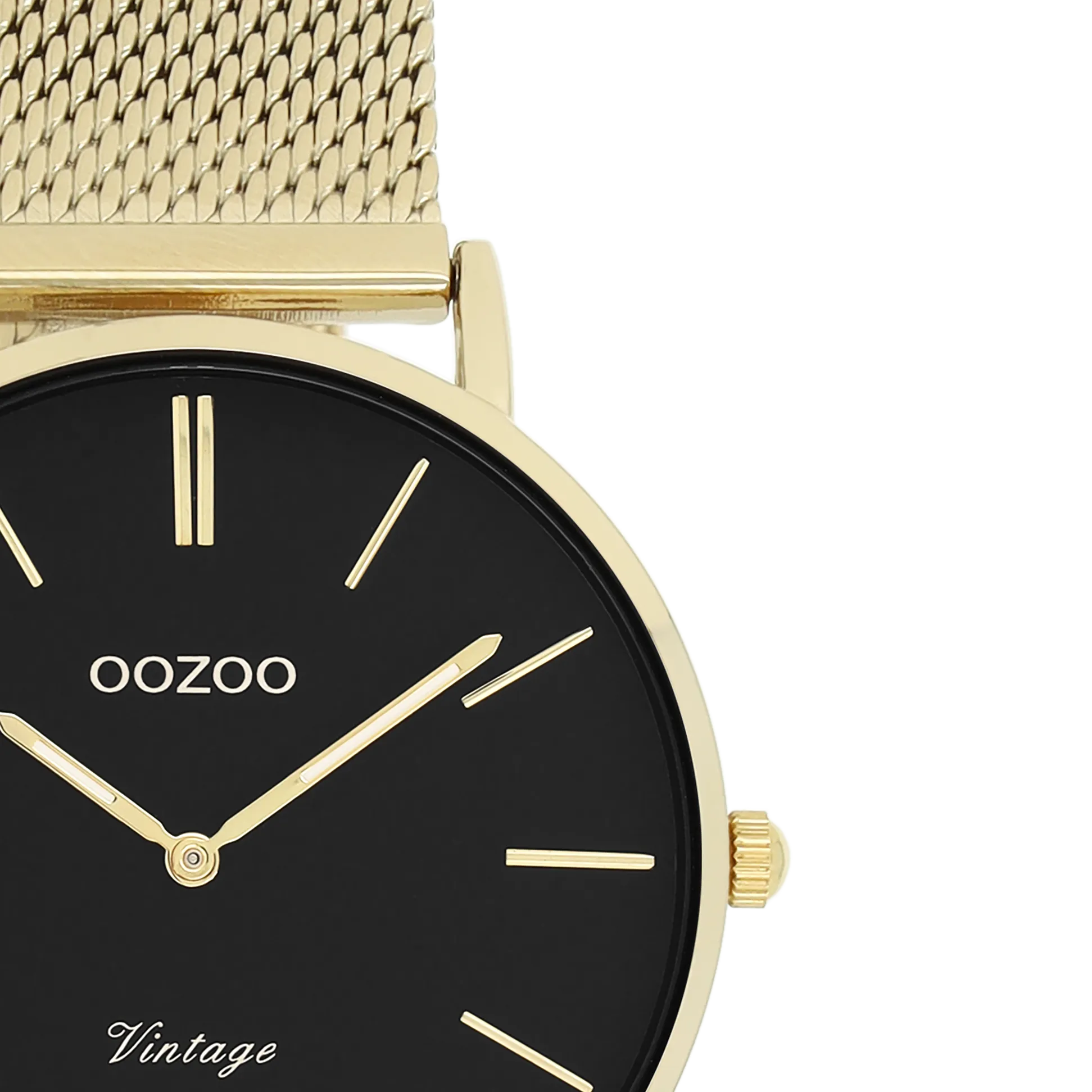 Gold coloured OOZOO watch with metal mesh bracelet - C9915