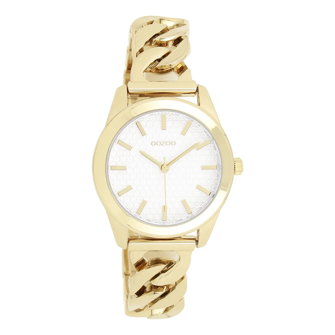 Gold coloured OOZOO watch with petit chain bracelet - C11419