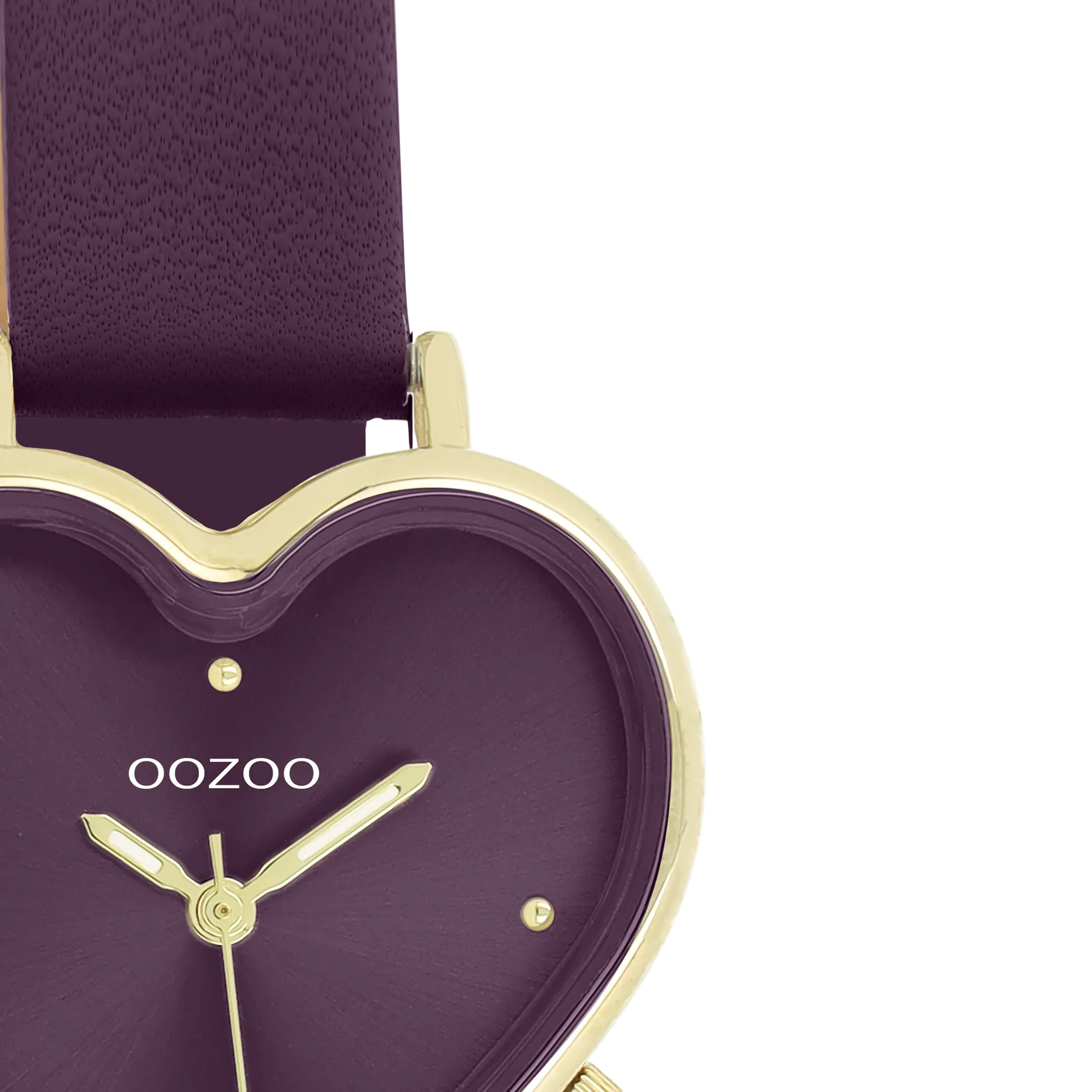 Gold coloured OOZOO watch with purple leather strap - C11450