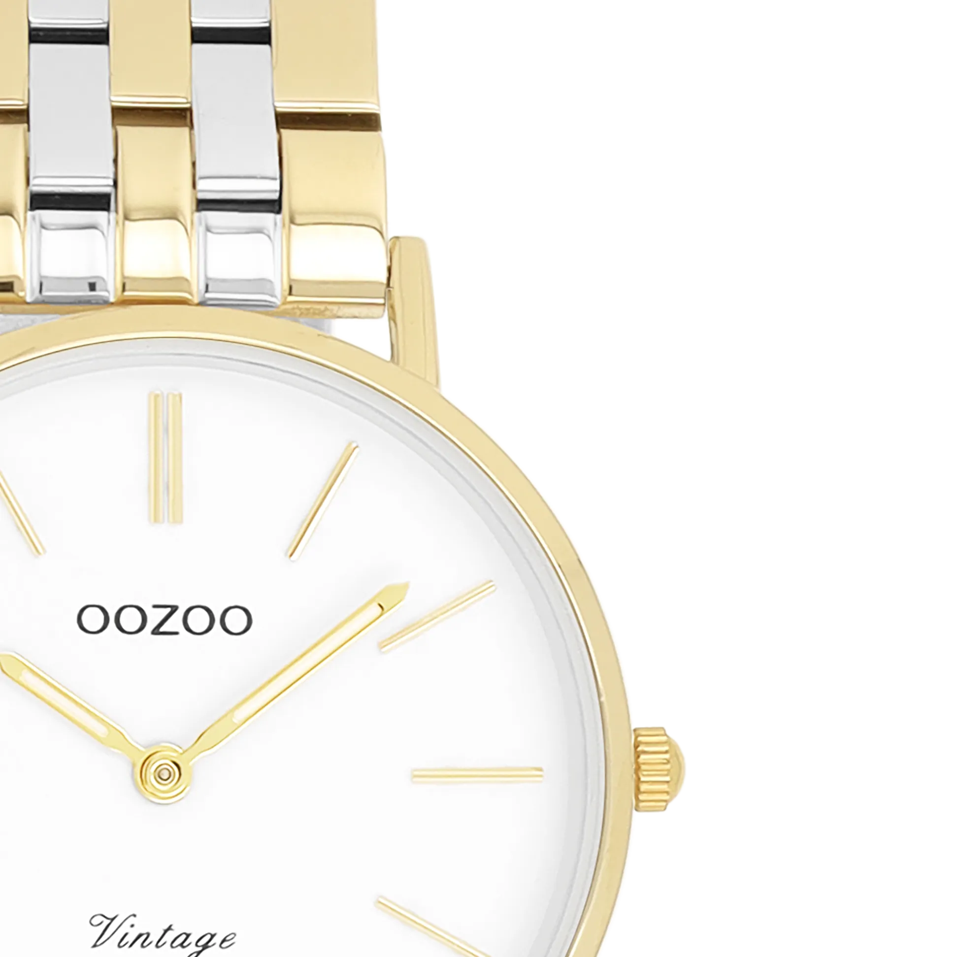 Gold coloured OOZOO watch with silver coloured/gold stainless steel bracelet - C20407