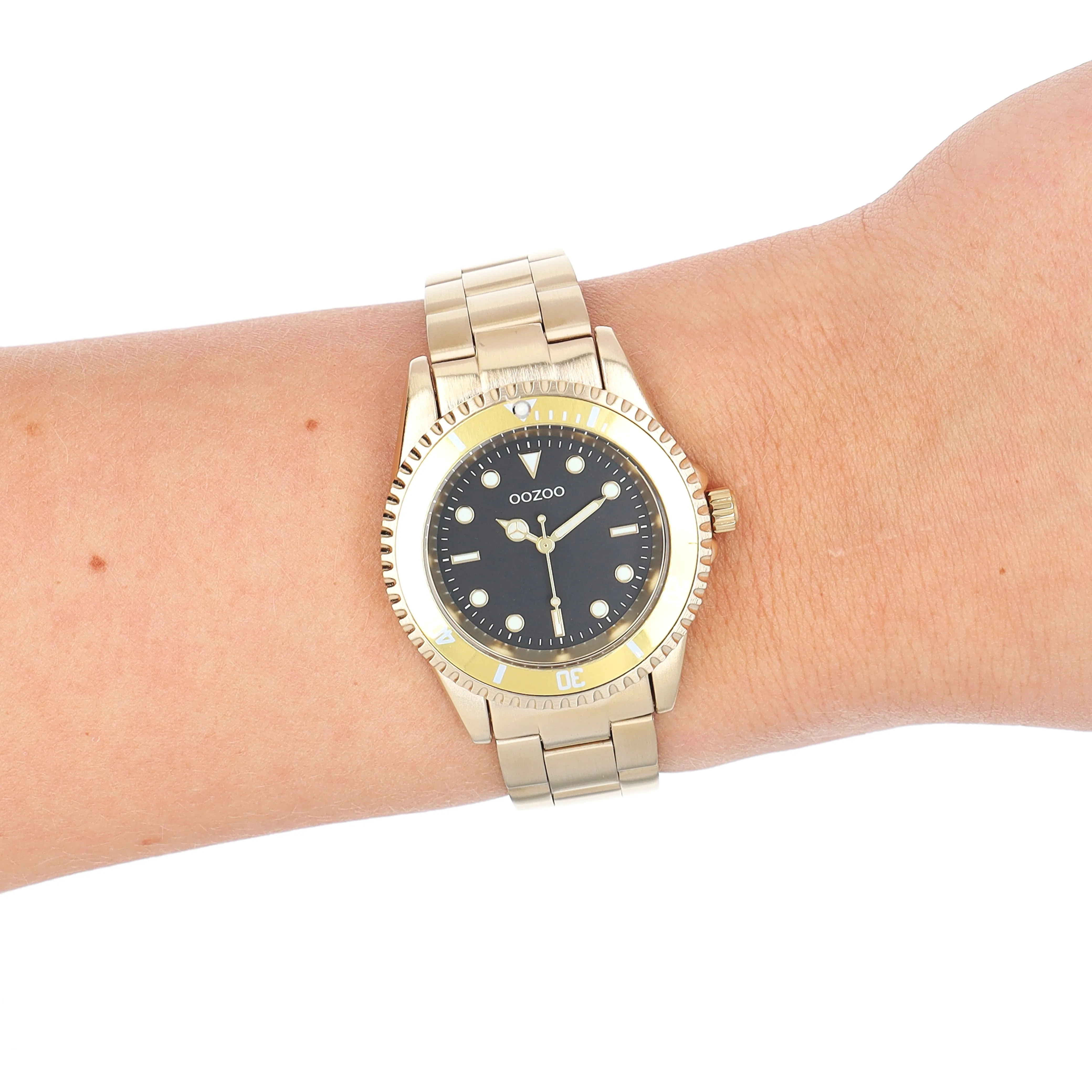 Gold coloured OOZOO watch with stainless steel bracelet - C11148