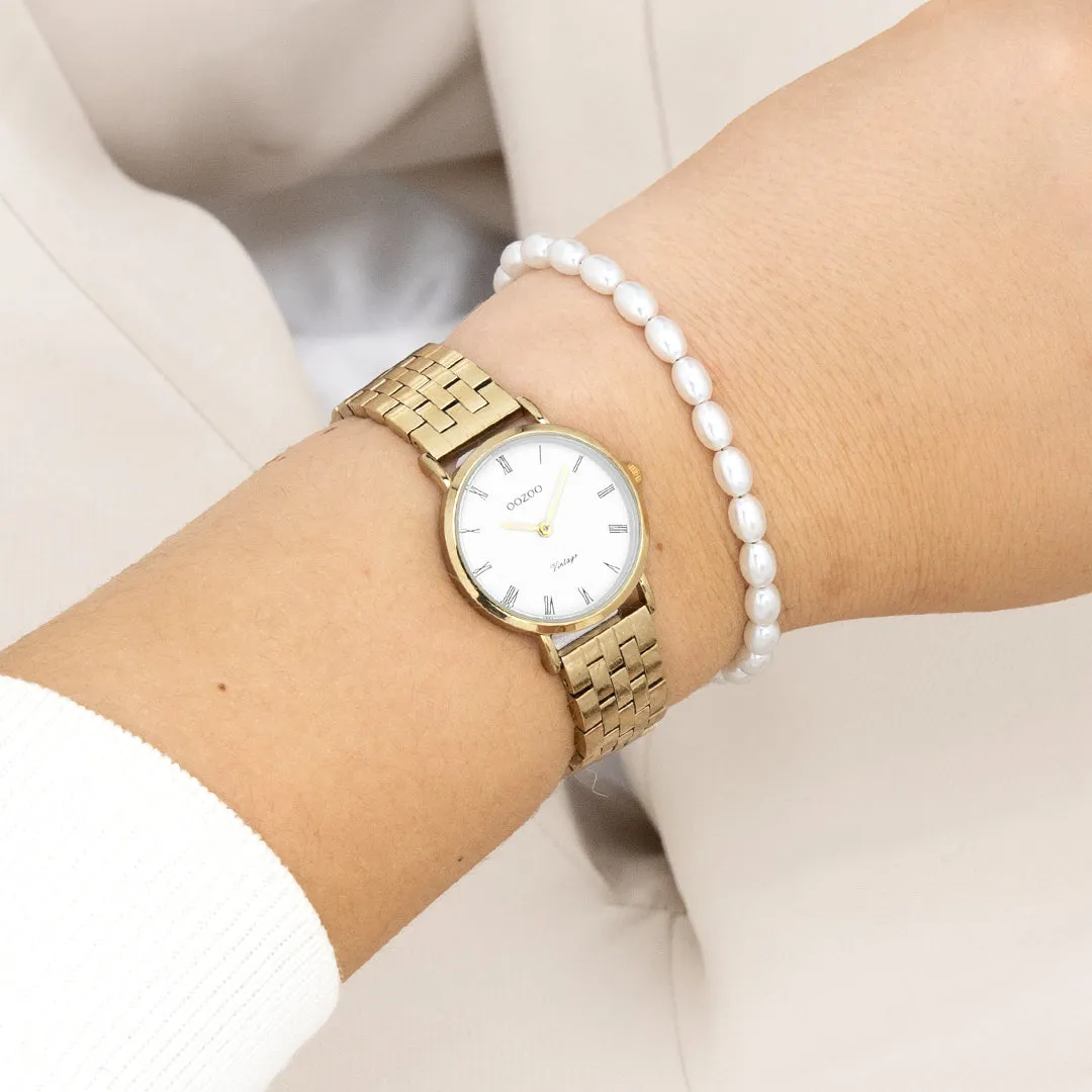 Gold coloured OOZOO watch with stainless steel bracelet - C20376