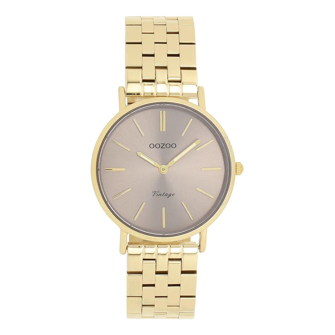 Gold coloured OOZOO watch with stainless steel bracelet - C20408