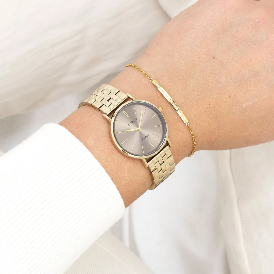 Gold coloured OOZOO watch with stainless steel bracelet - C20408