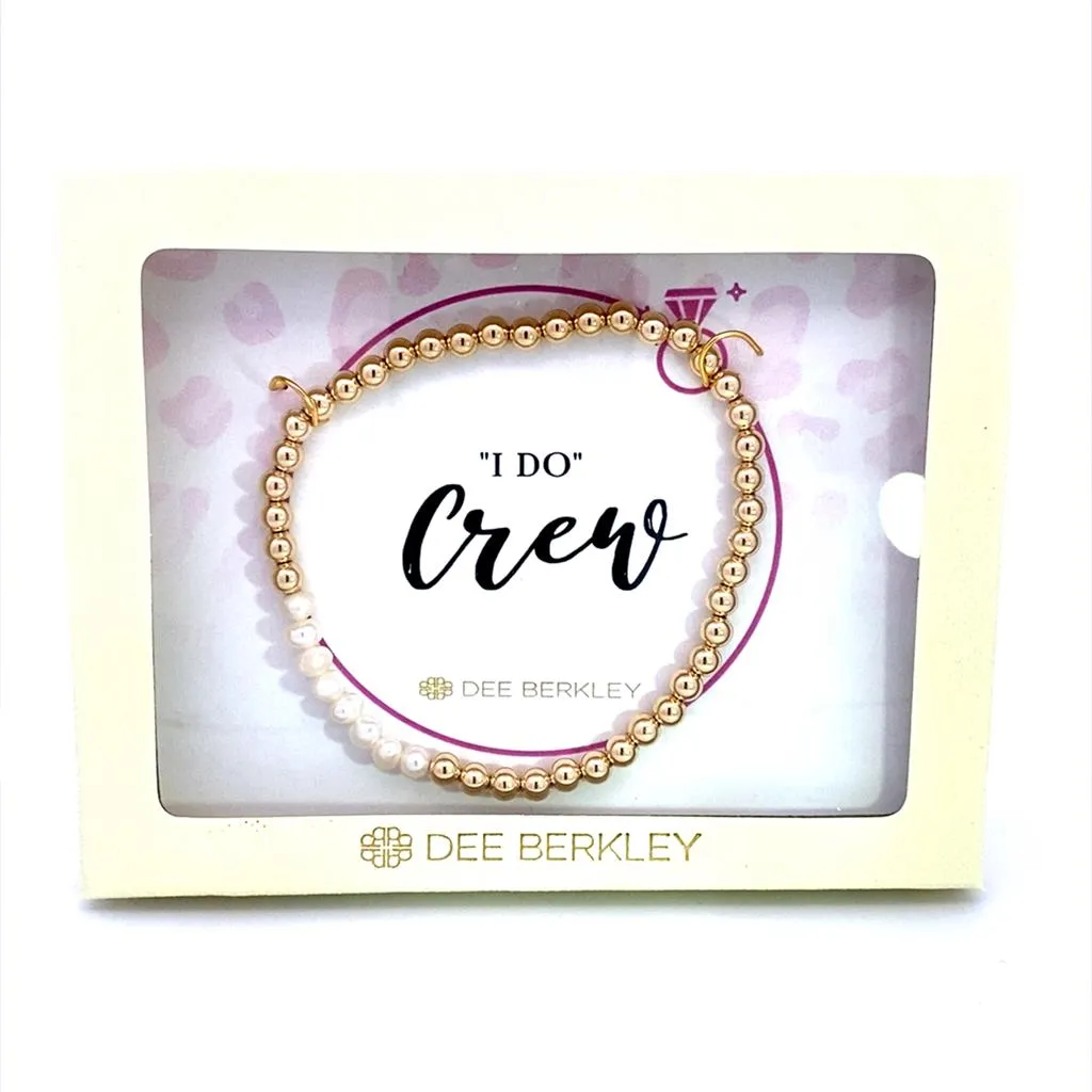 Gold Filled Bead With Pearl Bar In "I Do Crew" Cream Gift Box 