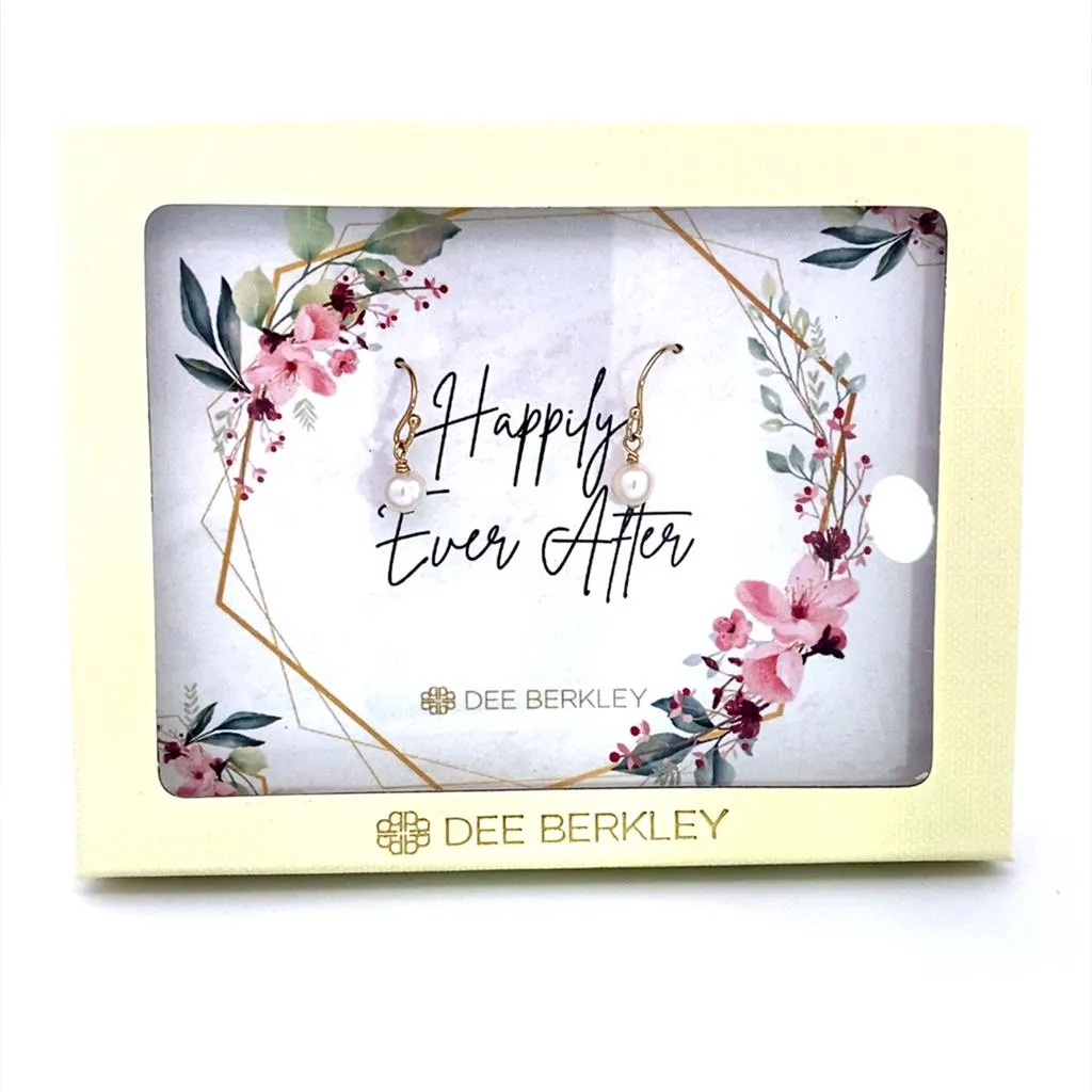 Gold Filled Hooks With Pearl Dangle In "Happy Ever After" Cream Gift Box 