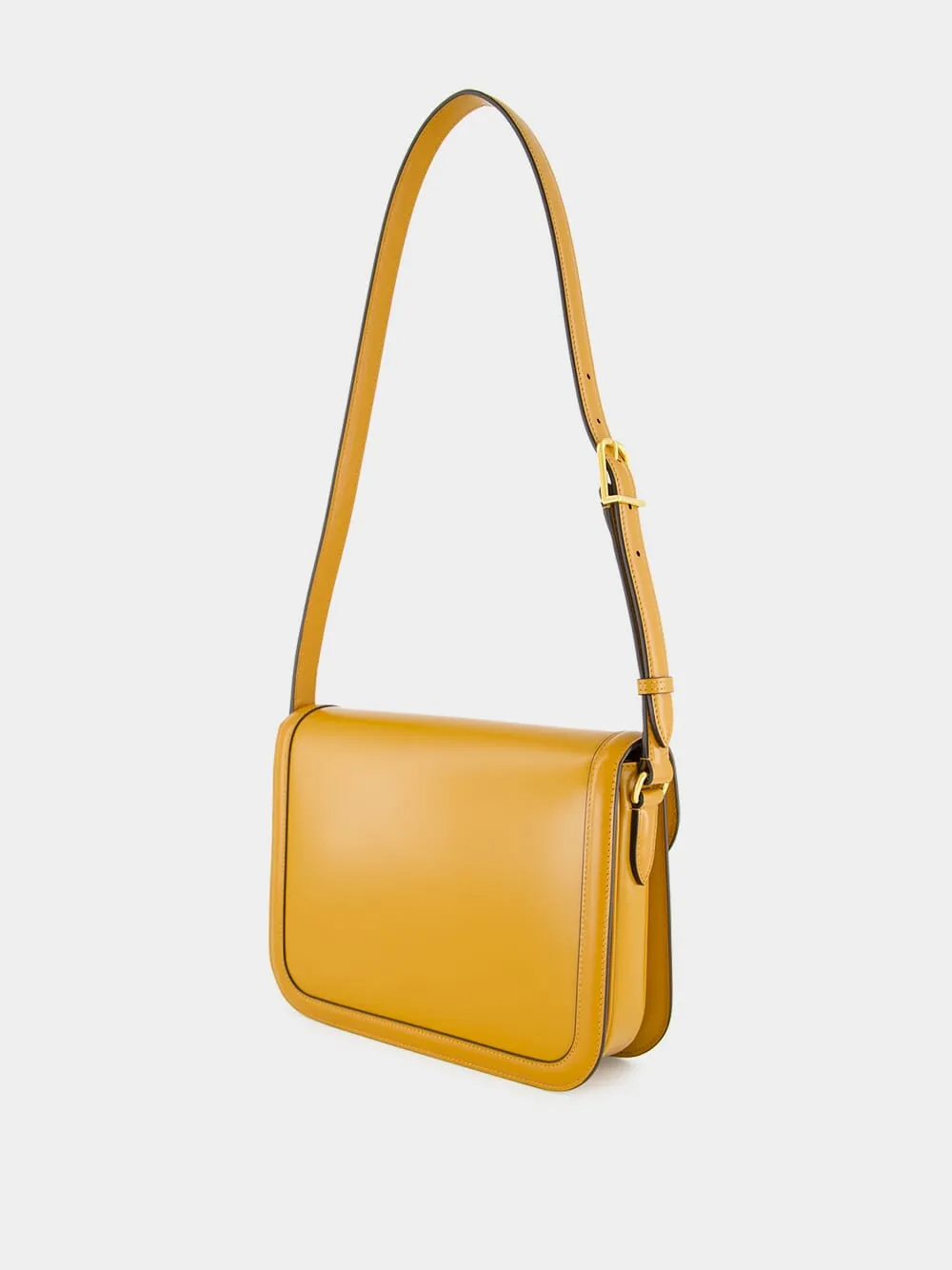 Golden Leather Shoulder Bag 9to5