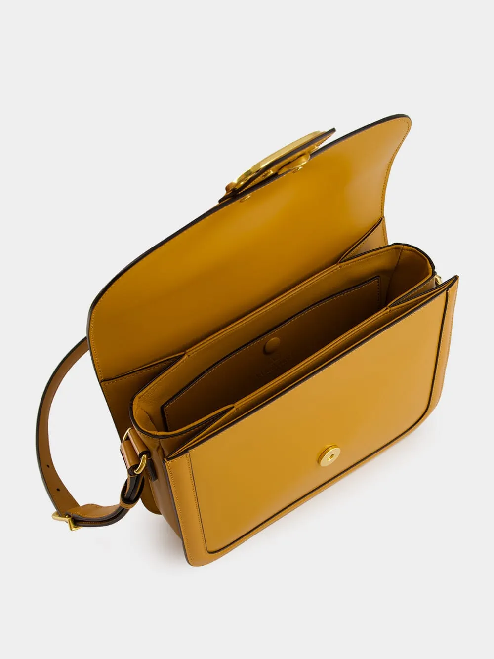 Golden Leather Shoulder Bag 9to5