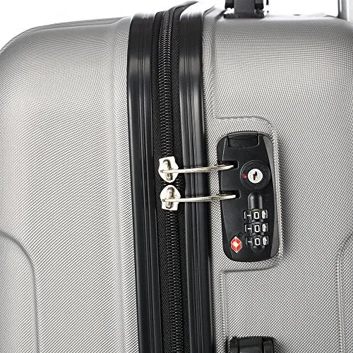 GOMHWAOL Luggage 3 Piece Set Suitcase ABS Material Hardshell Lightweight (Silver Gray)