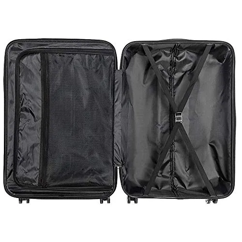 GOMHWAOL Luggage 3 Piece Set Suitcase ABS Material Hardshell Lightweight (Silver Gray)