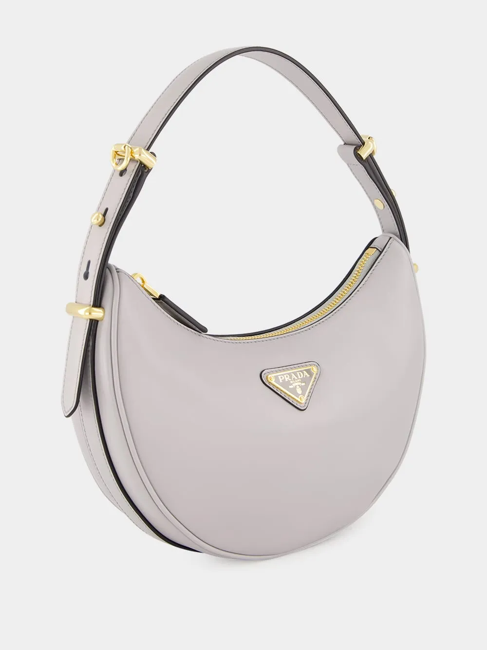 Granite Gray Prada Arqu?? Small Leather Shoulder Bag
