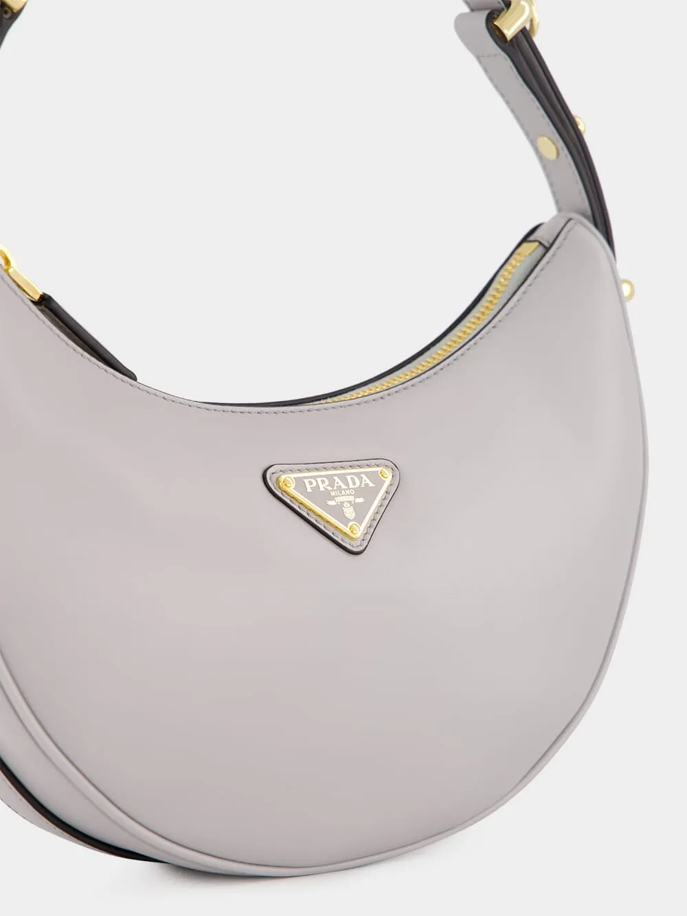 Granite Gray Prada Arqu?? Small Leather Shoulder Bag