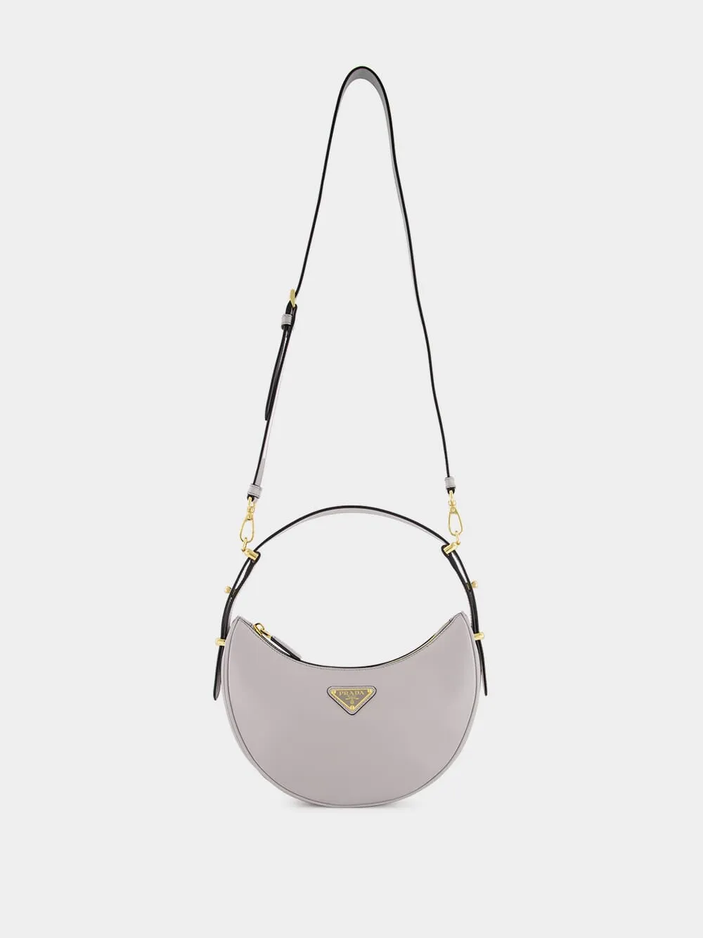 Granite Gray Prada Arqu?? Small Leather Shoulder Bag