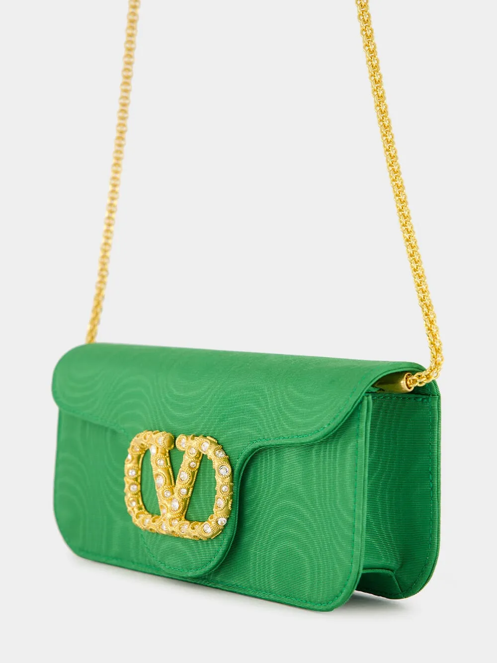 Green Loco Moir?? Clutch with Jewel Logo