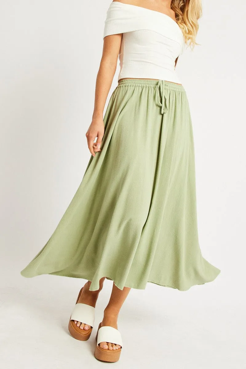 Green Midaxi Skirt High Rise Volume Linen Blend,skirt,denim skirt,mini skirt,maxi skirt,jean skirt,skort,tennis skirt,pleated skirt,pencil skirt,bubble skirt,plisse skirt,fitted skirt,midi skirt,short skirt,short mini skirt,leather skirt,a line skirt