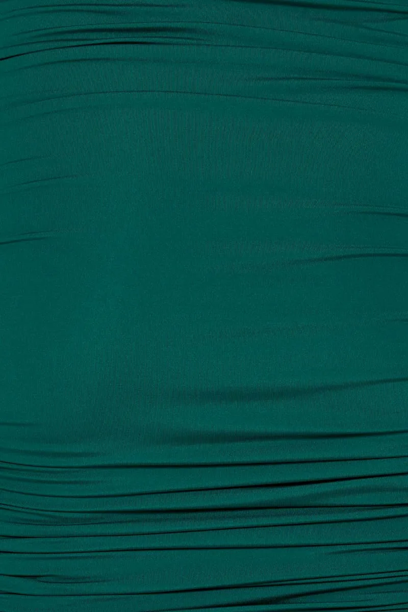 Green Midi Skirt Ruched