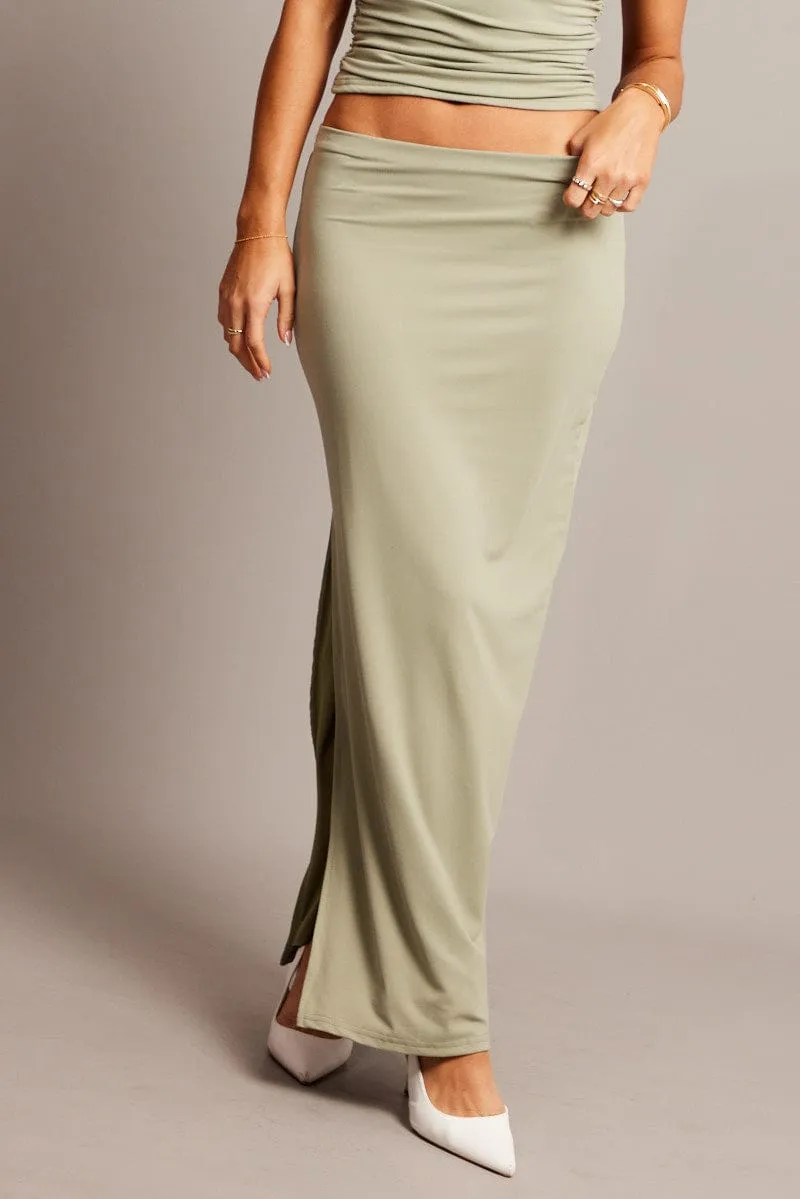 Green Supersoft Maxi Skirt Side Split,skirt,denim skirt,mini skirt,maxi skirt,jean skirt,skort,tennis skirt,pleated skirt,pencil skirt,bubble skirt,plisse skirt,fitted skirt,midi skirt,short skirt,short mini skirt,leather skirt,a line skirt,Split skirt