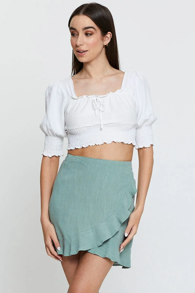 Green Wrap Skirt Mini High Rise,skirt,denim skirt,mini skirt,maxi skirt,jean skirt,skort,tennis skirt,pleated skirt,pencil skirt,bubble skirt,plisse skirt,fitted skirt,midi skirt,short skirt,short mini skirt,leather skirt,a line skirt