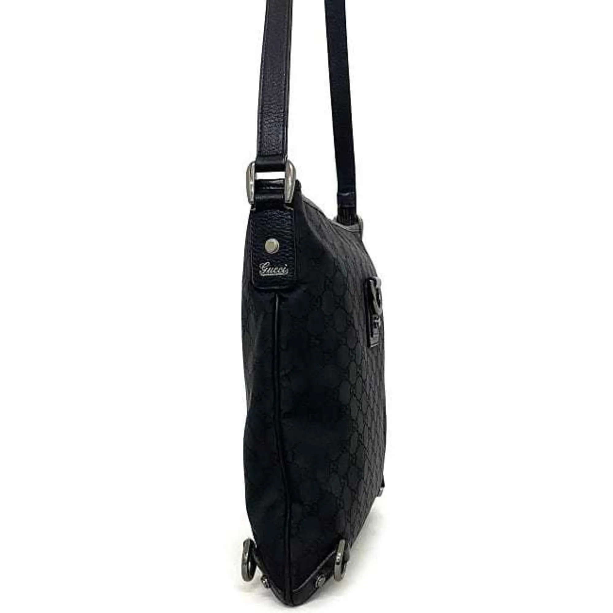 Gucci Abbey   Leather Nylon Shoulder Bag (Pre-Owned)