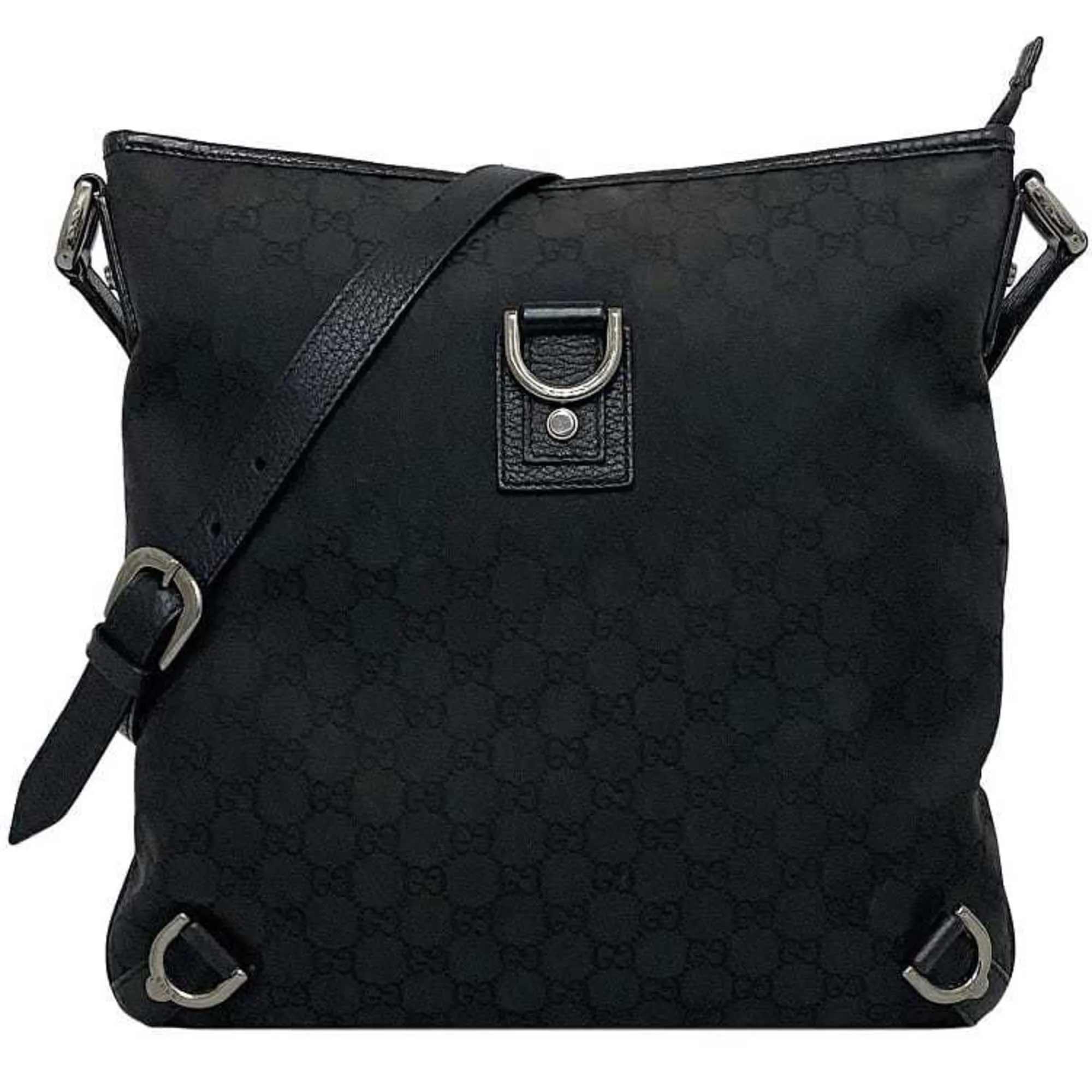 Gucci Abbey   Leather Nylon Shoulder Bag (Pre-Owned)