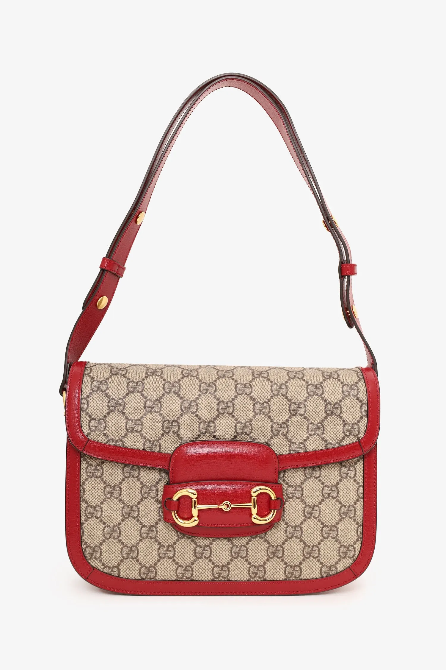 Gucci Beige/Red GG Monogram Horsebit 1955 Small Shoulder Bag handbags bulk sale