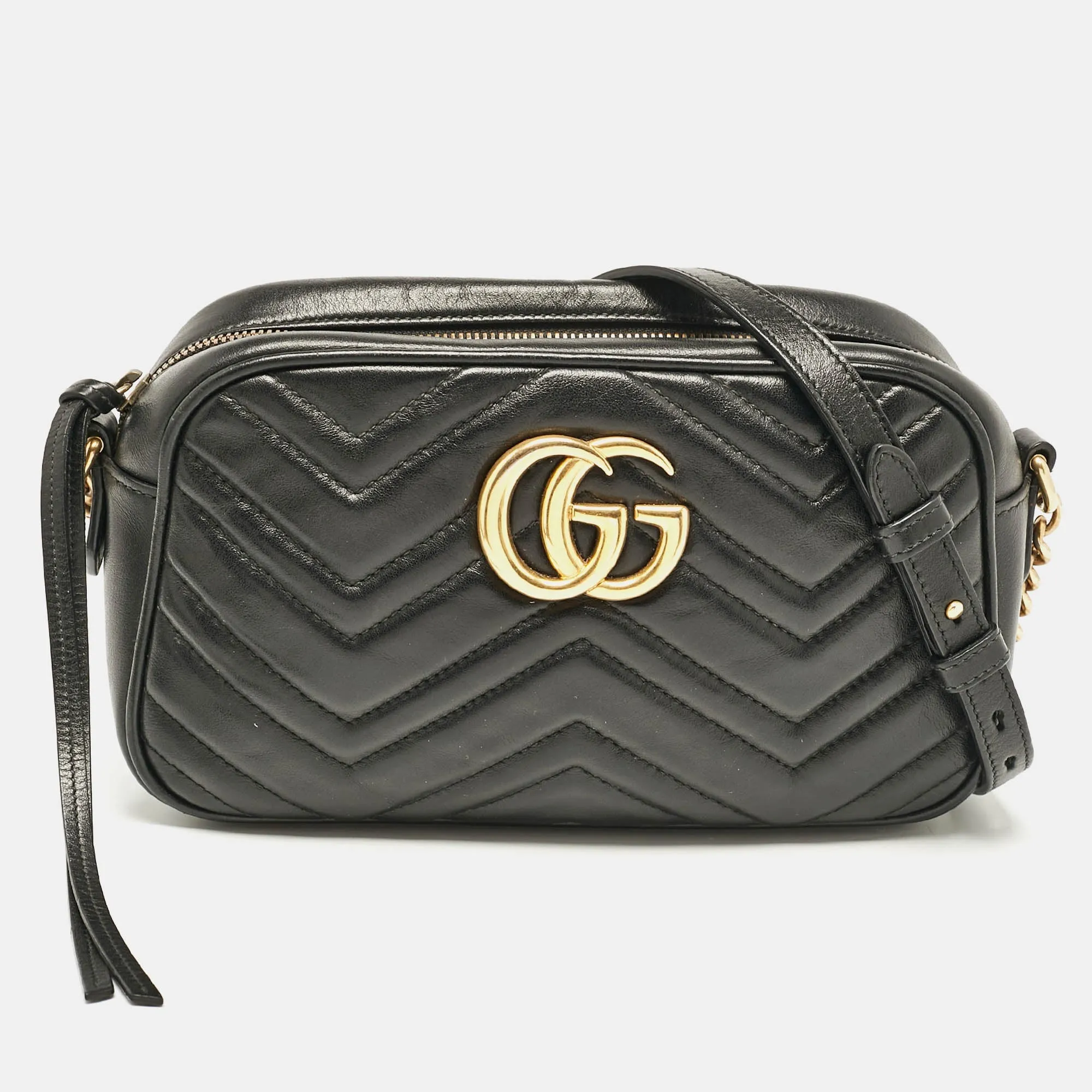 Gucci Black Matelass&eacute; Leather Small Gg Marmont Shoulder Bag