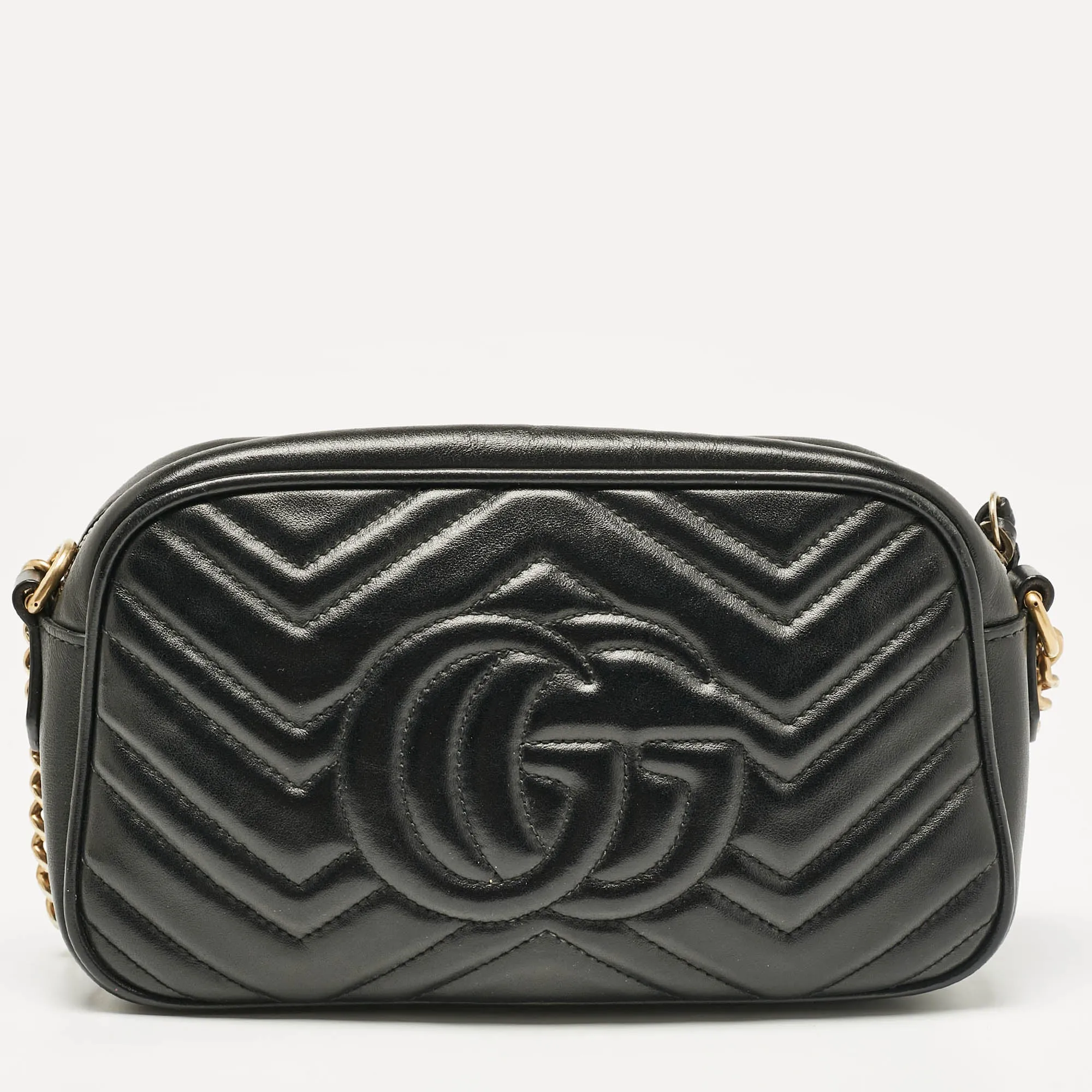Gucci Black Matelass&eacute; Leather Small Gg Marmont Shoulder Bag