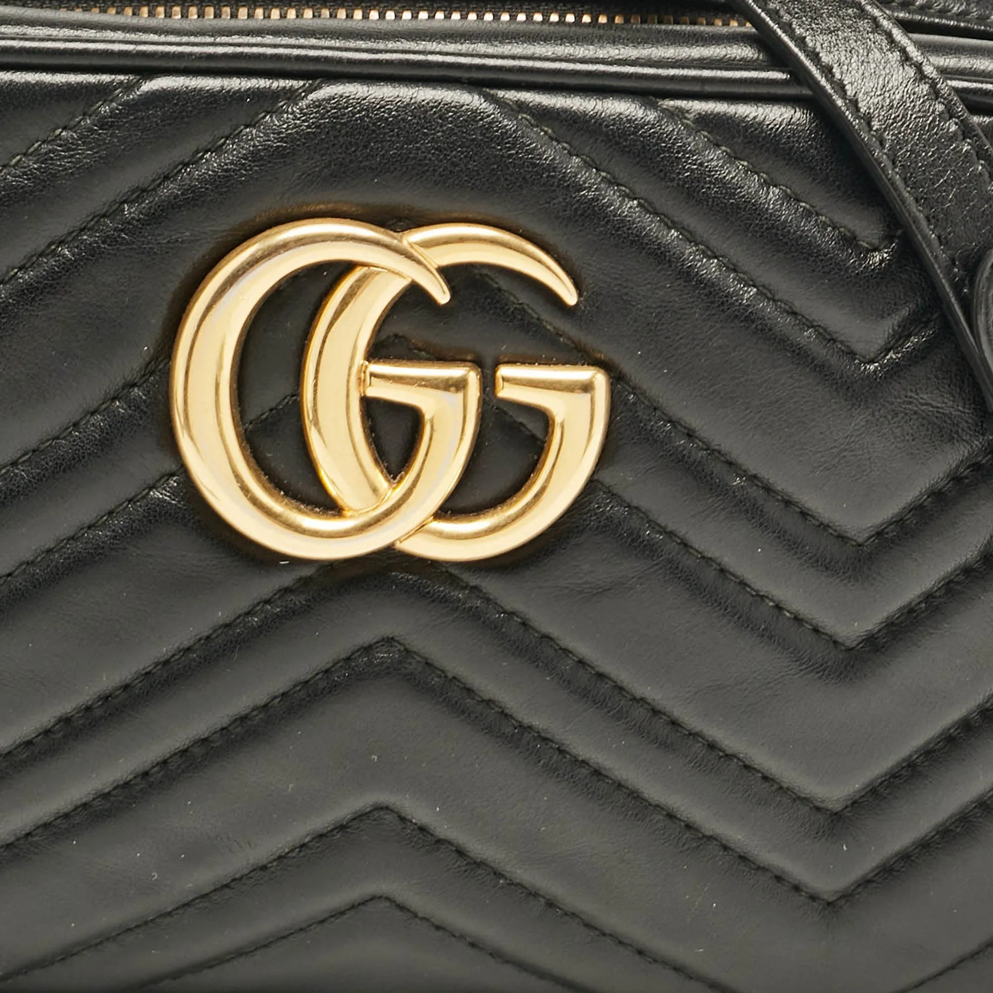 Gucci Black Matelass&eacute; Leather Small Gg Marmont Shoulder Bag