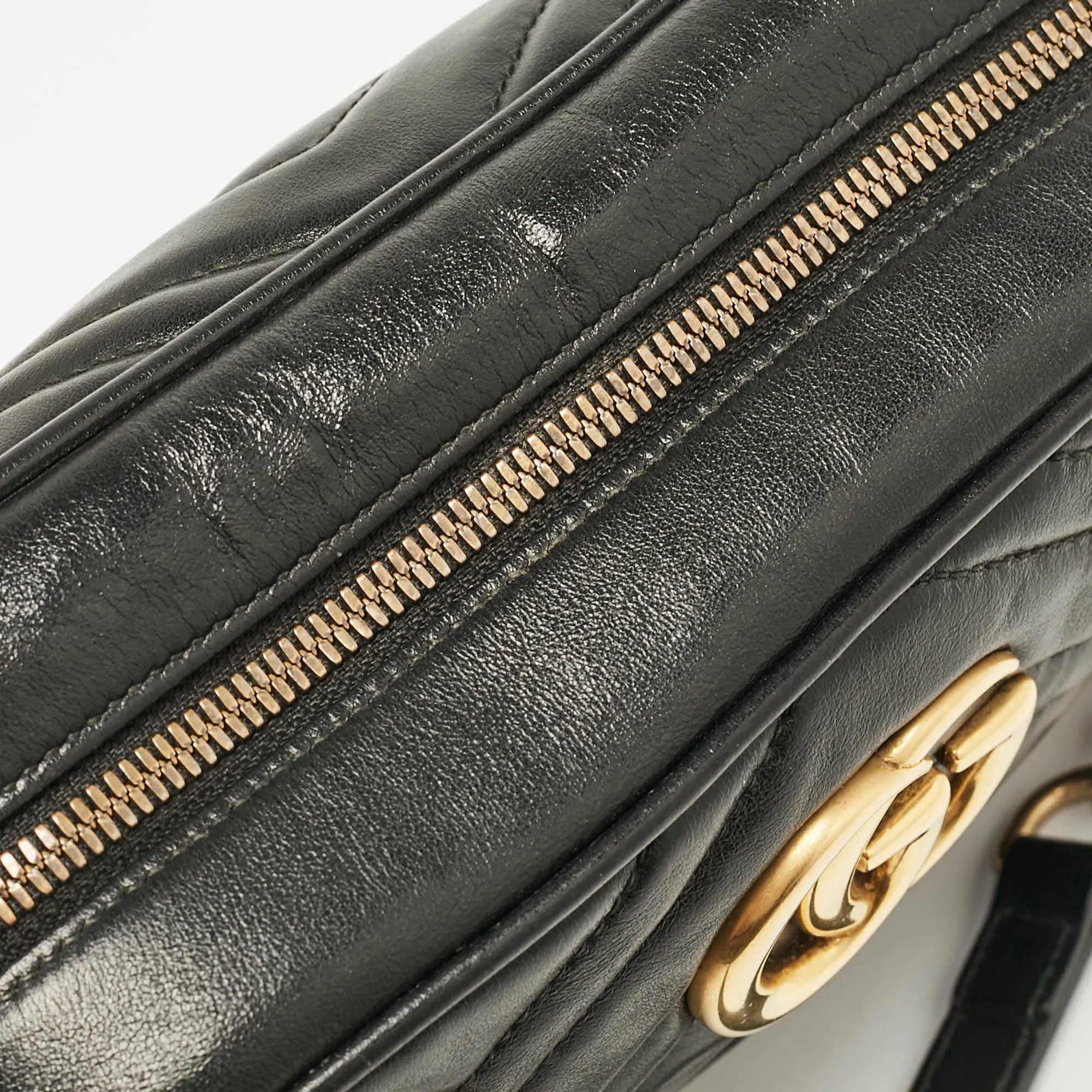 Gucci Black Matelass&eacute; Leather Small Gg Marmont Shoulder Bag